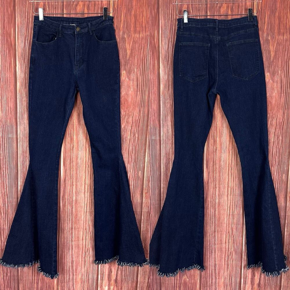 Altard State Jeans‎ Medium Blue Super Flare Bell Bottom Dark Boho Festival Y2K